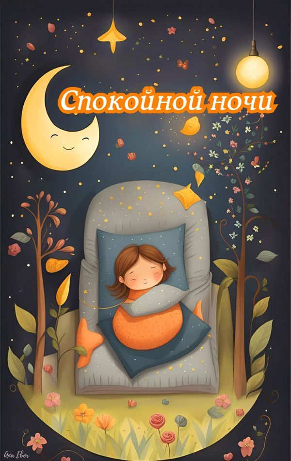 Открытка «Доброй ночи»: Спокойной ночи: Волшебная открытка со спящей девочкой. Тэги: Спокойной ночи, Спокойной ночи…