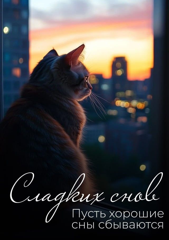 Открытка «Доброй ночи»: Спокойной ночи: Сладких снов и милый кот. Тэги: Спокойной ночи, Спокойной ночи, с пожеланиями…