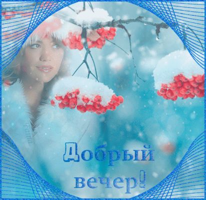 Открытка «Добрый вечер и пожелания»: Добрый вечер: зимняя сказка с рябиной. Тэги: Добрый зимний вечер, Добрый вечер к…