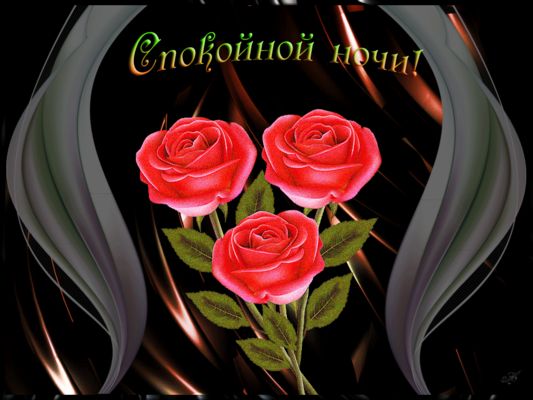 Открытка «Доброй ночи»: Спокойной ночи: «Роскошный букет роз». Тэги: Спокойной ночи, любимая женщина, Спокойной ночи…