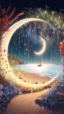 Открытка «Доброй ночи»: Спокойной ночи: Волшебная луна над морем. Тэги: Спокойной ночи, Спокойной ночи, красивые…