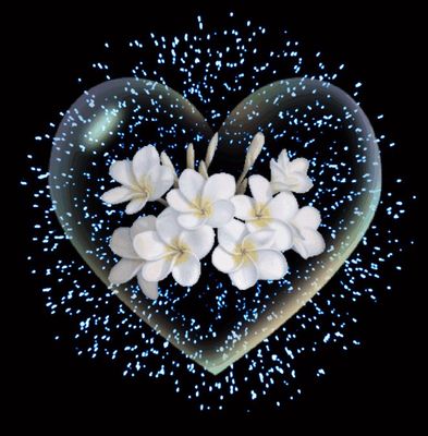 Открытка «Доброй ночи»: Спокойной ночи: Нежное сердце и белоснежные цветы. Тэги: Спокойной ночи, анимационный, Спокой…