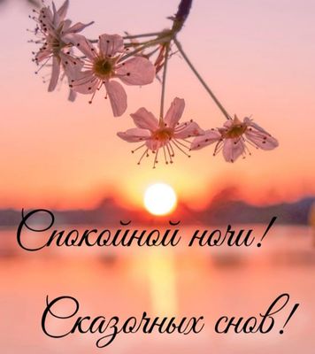 Открытка «Доброй ночи»: Доброй ночи и сказочных снов: красивая открытка с закатом. Тэги: Спокойной ночи, Спокойной но…