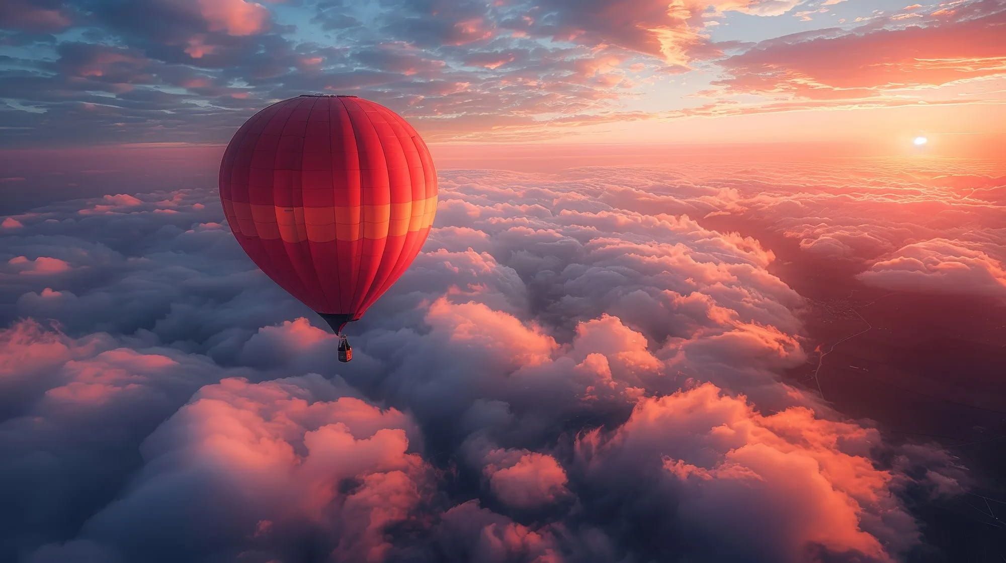 Открытка «С добрым утром»: Доброе утро над облаками: Полет к солнцу. Тэги: пожелание, позитивная, отличное настроение…