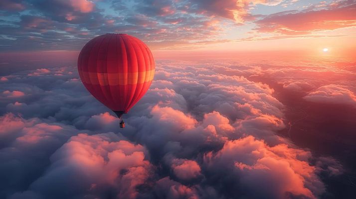 Открытка «С добрым утром»: Доброе утро над облаками: Полет к солнцу. Тэги: пожелание, позитивная, отличное настроение…