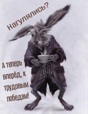 Открытка «С добрым утром»: С добрым утром! Вперёд, к трудовым победам!. Тэги: хорошего дня, животное, пожелание…