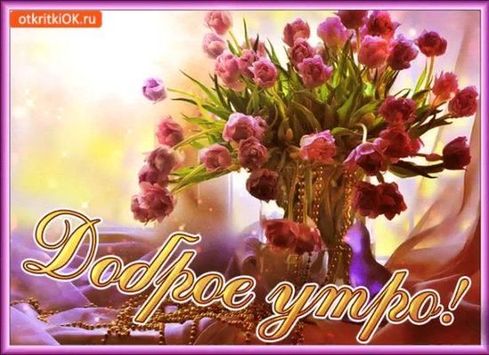 Открытка «С добрым утром»: Нежное доброе утро с букетом весенних тюльпанов. Тэги: пожелание, позитивная, утро, друг…