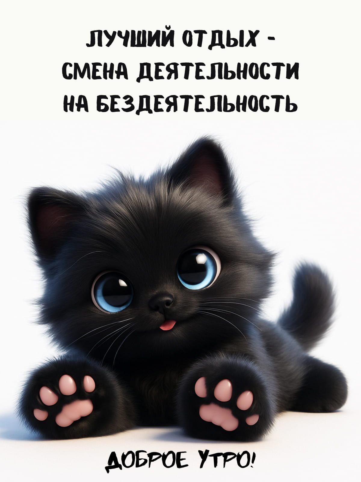 Открытка «С добрым утром»: Доброе утро: лучший отдых и милый котёнок. Тэги: кот, животное, пожелание, позитивная…