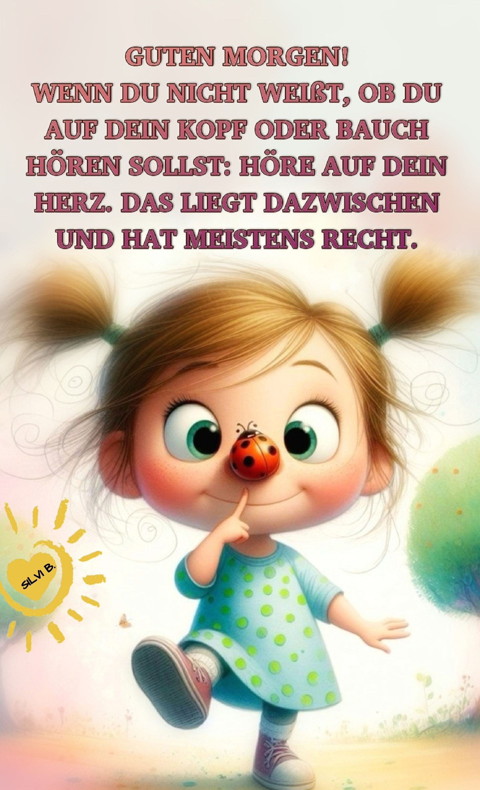 Открытка «С добрым утром»: С добрым утром! Мудрая малышка и божья коровка. Тэги: С добрым утром, для поднятия настрое…