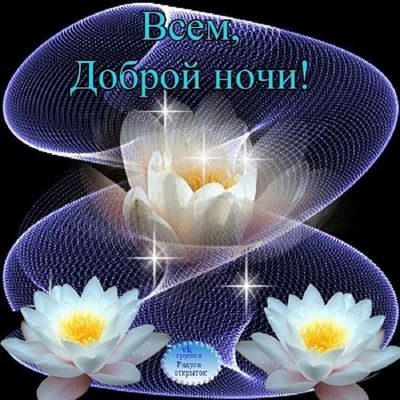 Открытка «Доброй ночи»: Открытка Доброй ночи с лотосами всем друзьям. Тэги: Спокойной ночи, все, Спокойной ночи…