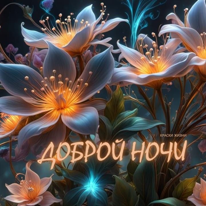 Открытка «Доброй ночи»: Доброй ночи: Волшебные сияющие цветы. Тэги: Спокойной ночи, Спокойной ночи, красивые, Спокойн…