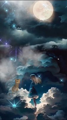 Открытка «Доброй ночи»: Доброй ночи: Волшебная прогулка по облакам. Тэги: Спокойной ночи, Спокойной ночи, красивые…