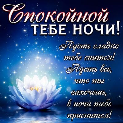 Открытка «Доброй ночи»: Спокойной ночи: Волшебный цветок под звездным небом. Тэги: Спокойной ночи, Спокойной ночи…