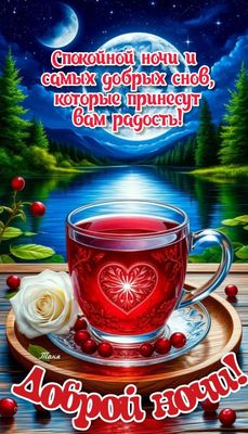 Открытка «Доброй ночи»: Спокойной ночи: доброе пожелание и сказочный пейзаж. Тэги: Спокойной ночи, Спокойной ночи…