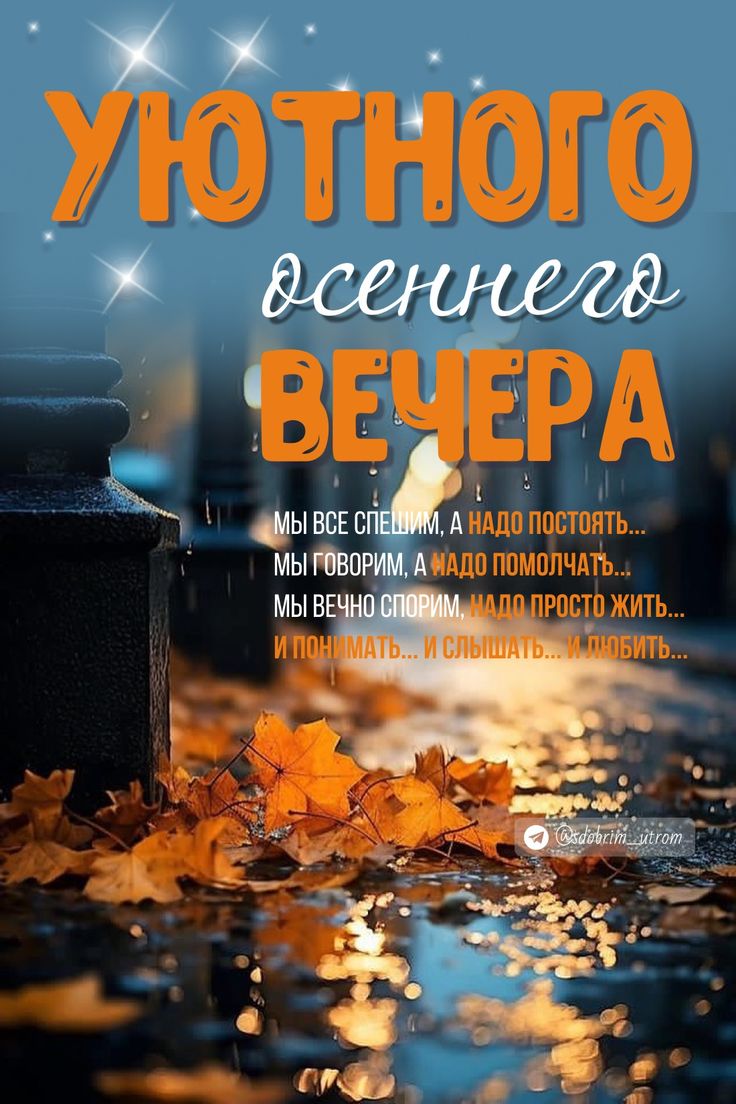 Открытка «Философский»: Добрый вечер: «Уютного осеннего вечера» и мудрые слова. Тэги: Добрый вечер и пожелания…