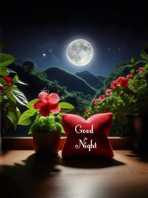 Открытка «Доброй ночи»: Доброй ночи: Волшебный вид из окна на луну. Тэги: Спокойной ночи, Спокойной ночи, красивые…