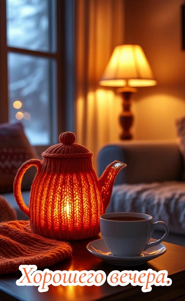 Открытка «Добрый вечер и пожелания»: Добрый вечер: уютная открытка и пожелание покоя. Тэги: Доброго вечера и хорошего…
