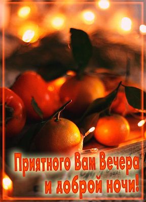 Открытка «Доброй ночи»: Добрый вечер и доброй ночи: мандарины и огни. Тэги: Добрый зимний вечер, Добрый вечер красивые…
