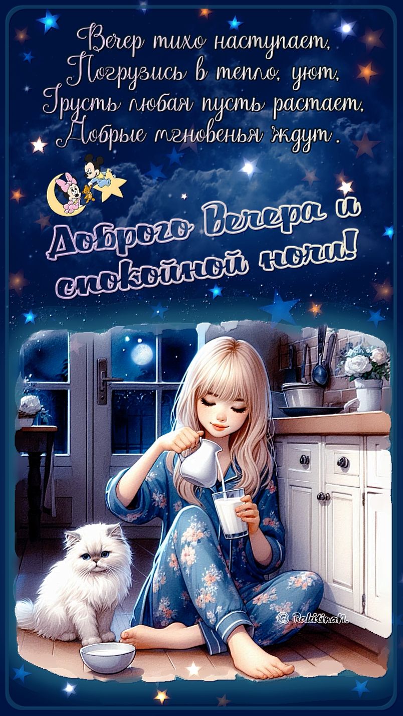 Открытка «Доброй ночи»: Добрый вечер и спокойной ночи: уютная открытка. Тэги: Спокойной ночи, Добрый вечер и пожелания…