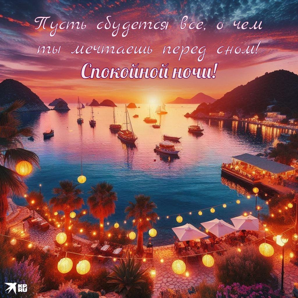 Открытка «Доброй ночи»: Спокойной ночи! Волшебная бухта и доброе пожелание. Тэги: Спокойной ночи, бухта, Спокойной но…