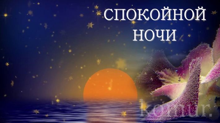 Открытка «Доброй ночи»: Спокойной ночи: «Звездное небо и нежный цветок». Тэги: Спокойной ночи, Спокойной ночи, красив…