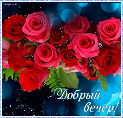 Открытка «Добрый вечер и пожелания»: Добрый вечер: «Роскошный букет роз». Тэги: Добрый вечер женщине, Доброго вечера…