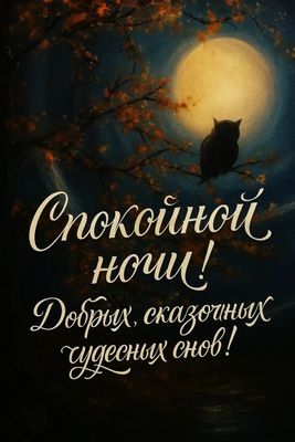 Открытка «Доброй ночи»: Спокойной ночи! Сказка и чудесные сны. Тэги: Спокойной ночи, Спокойной ночи, с пожеланиями…