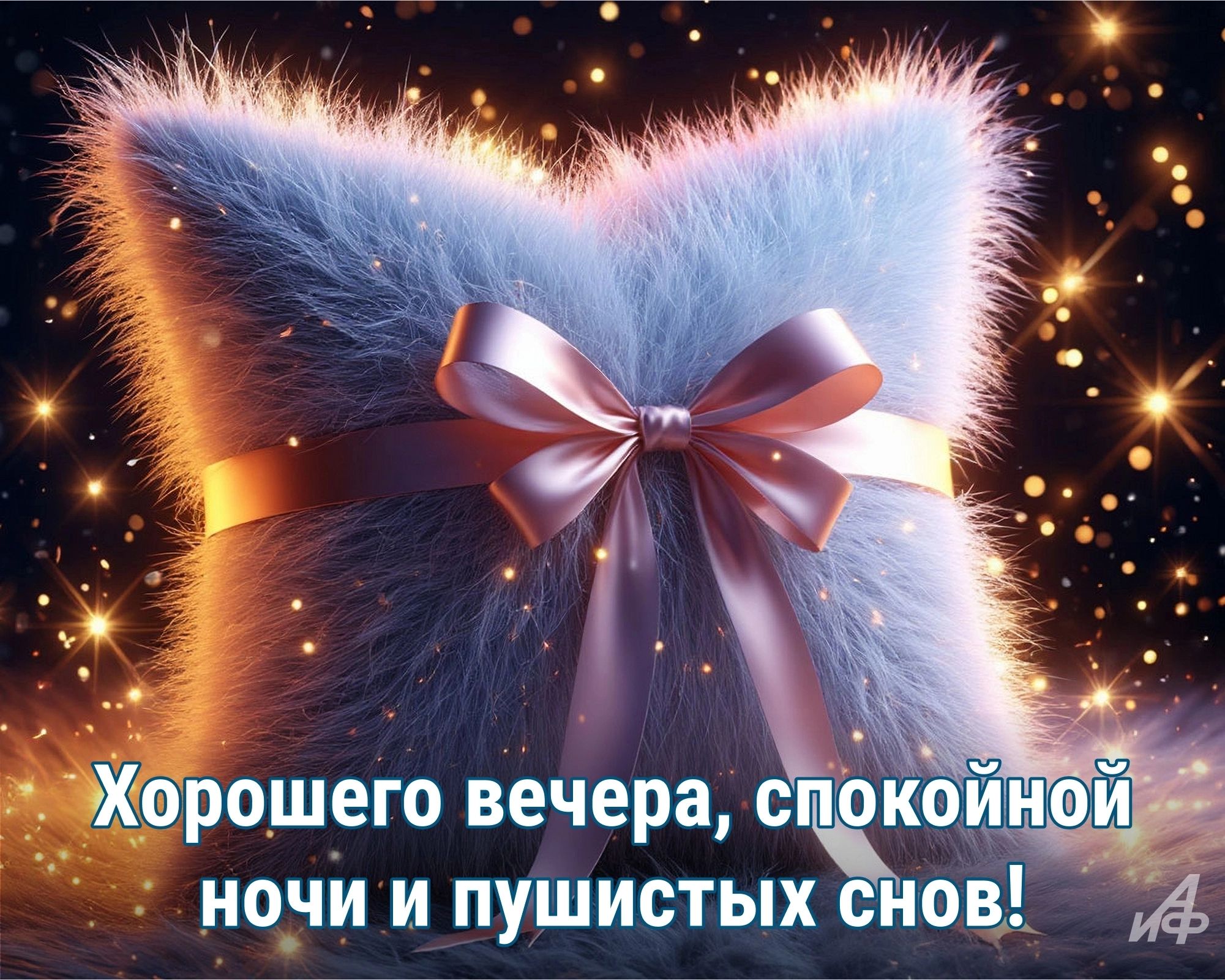 Открытка «Доброй ночи»: Спокойной ночи и пушистых снов: мягкая открытка. Тэги: Спокойной ночи, Спокойной ночи, красив…