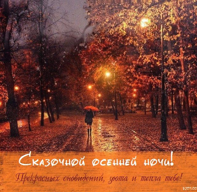 Открытка «Доброй ночи»: Сказочной осенней ночи: прекрасных сновидений.