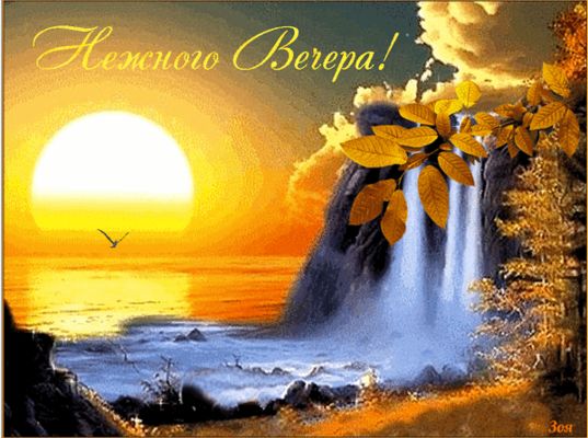 Открытка «Добрый вечер и пожелания»: Добрый вечер: Нежное пожелание и золотой закат. Тэги: Доброго вечера и хорошего…