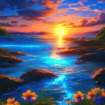 Открытка «Добрый вечер и пожелания»: Добрый вечер: Красивый морской закат и цветы. Тэги: Добрый вечер красивые…