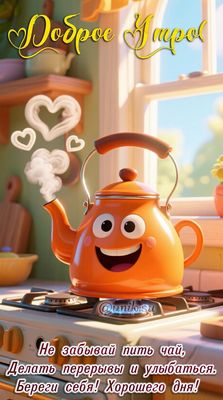 Открытка «С добрым утром»: Доброе утро: улыбайся, береги себя и пей чай!. Тэги: хорошего дня, пожелание, позитивная…