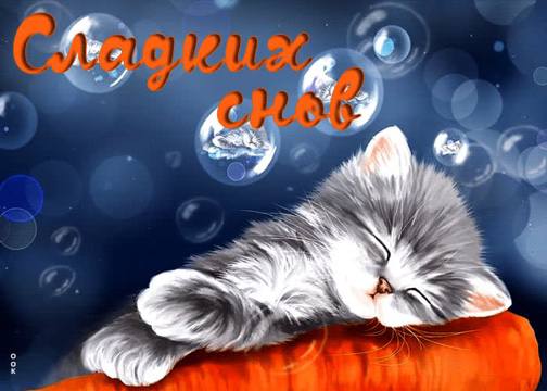 Открытка «Доброй ночи»: Доброй ночи: «Сладких снов» с милым котенком. Тэги: Спокойной ночи, мыльный, Спокойной ночи…