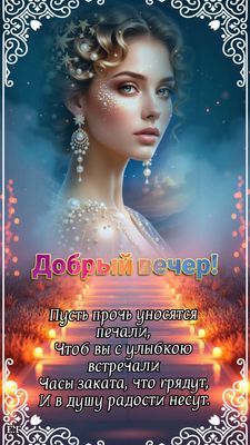 Открытка «Добрый вечер и пожелания»: Добрый вечер! Волшебная открытка с пожеланием в стихах. Тэги: Добрый вечер краси…