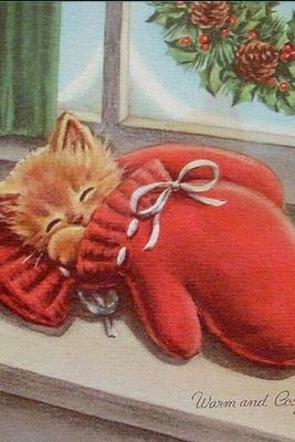 Открытка «С добрым утром»: С добрым утром: уютный котенок в варежке. Тэги: Добрый день, С добрым зимним утром, С добр…