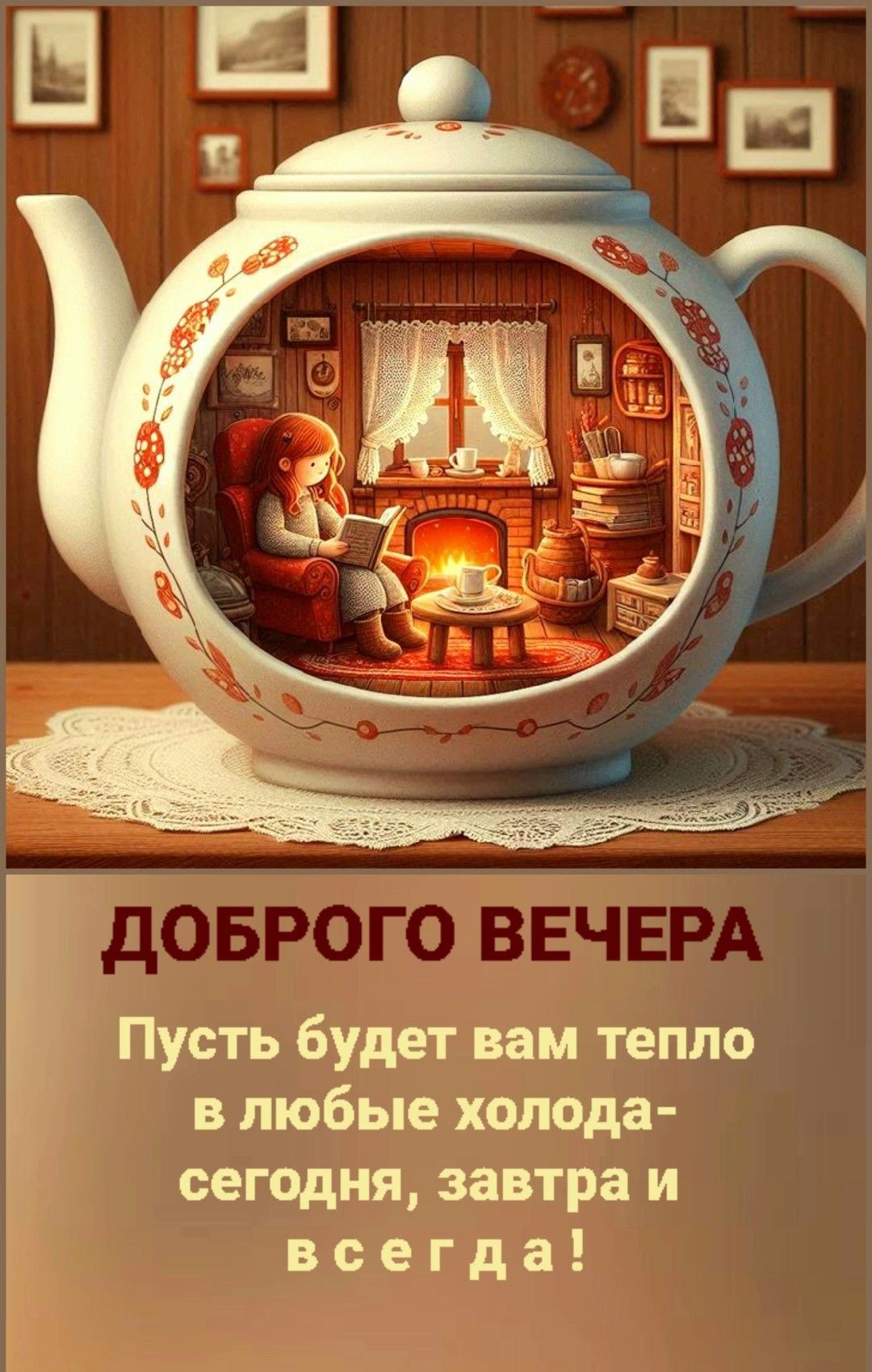 Открытка «Добрый вечер и пожелания»: Добрый вечер: уютное пожелание тепла и комфорта. Тэги: Добрый вечер красивые…