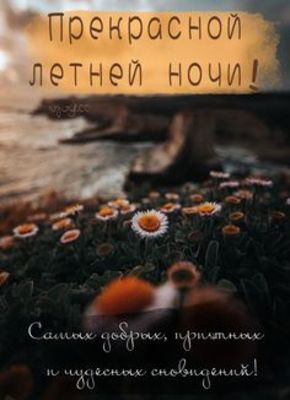 Открытка «Доброй ночи»: Спокойной ночи: Прекрасной летней ночи и чудесных снов.
