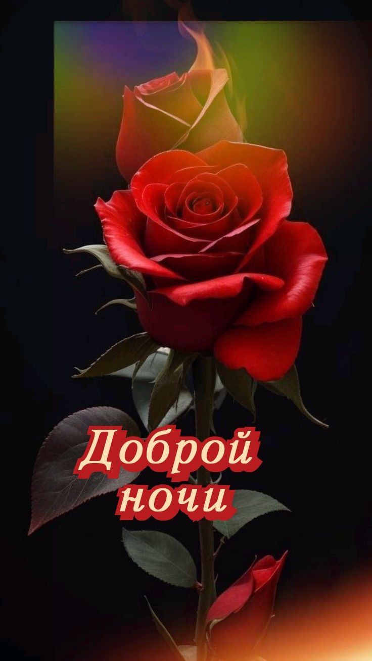 Открытка «Доброй ночи»: Доброй ночи: Нежная красная роза для настроения. Тэги: Спокойной ночи, Спокойной ночи, красив…