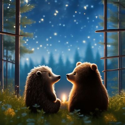 Открытка «Доброй ночи»: Доброй ночи: Милая открытка с ежиком и медвежонком. Тэги: Спокойной ночи, Спокойной ночи…