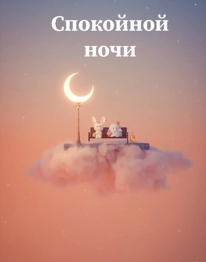 Открытка «Доброй ночи»: Доброй ночи: Волшебные герои на пушистом облаке. Тэги: Спокойной ночи, Спокойной ночи, с поже…