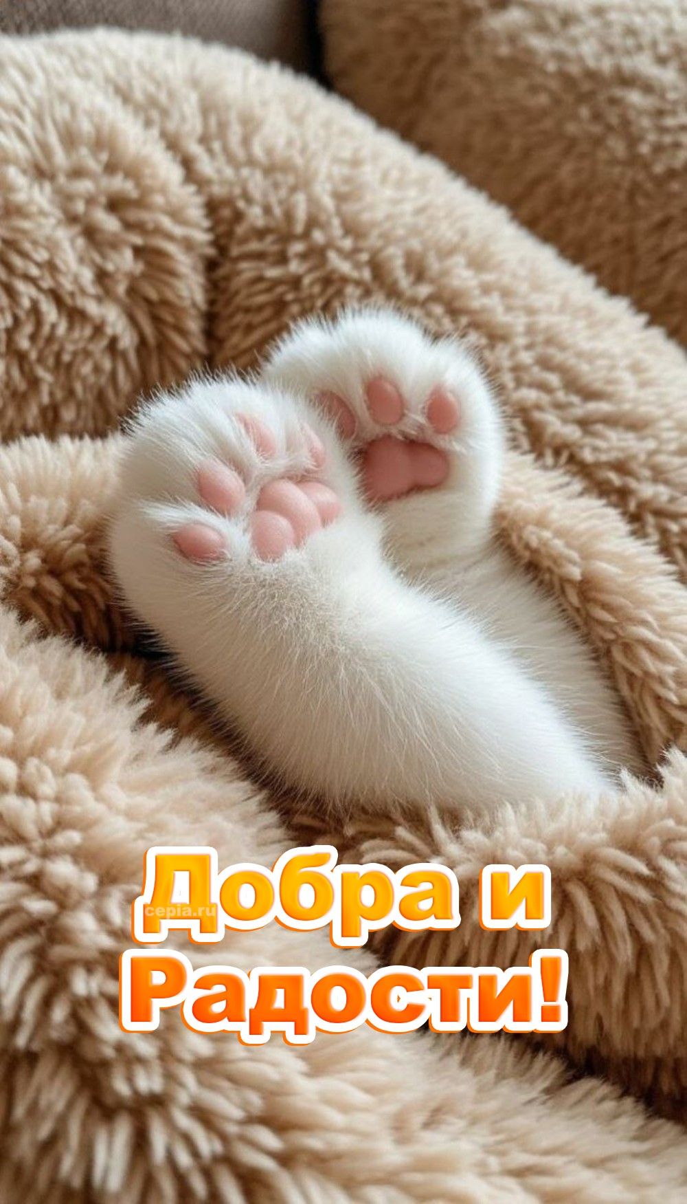 Открытка «Добрый день»: Добрый день: «Пушистые пожелания добра и радости». Тэги: Добрый день и добрые пожелания…