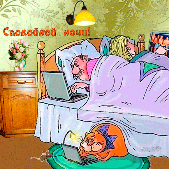 Открытка «Доброй ночи»: Спокойной ночи: прикольная открытка с юмором. Тэги: Спокойной ночи, Доброй и спокойной ночи…