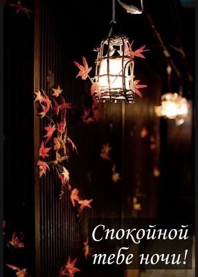 Открытка «Доброй ночи»: Спокойной ночи: душевное пожелание с уютным фонариком. Тэги: Спокойной ночи, Спокойной ночи…