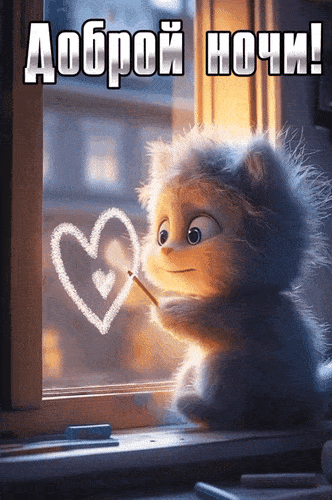 Открытка «Доброй ночи»: Открытка доброй ночи: Пушистый котенок рисует сердце. Тэги: Спокойной ночи, Спокойной ночи…
