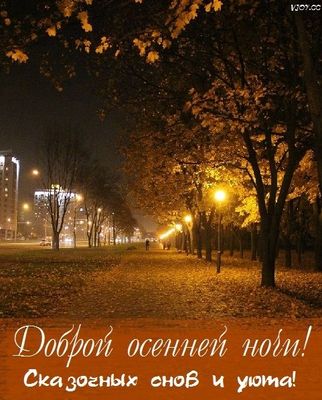 Открытка «Доброй ночи»: Доброй ночи: «Сказочные сны» в осеннем парке.