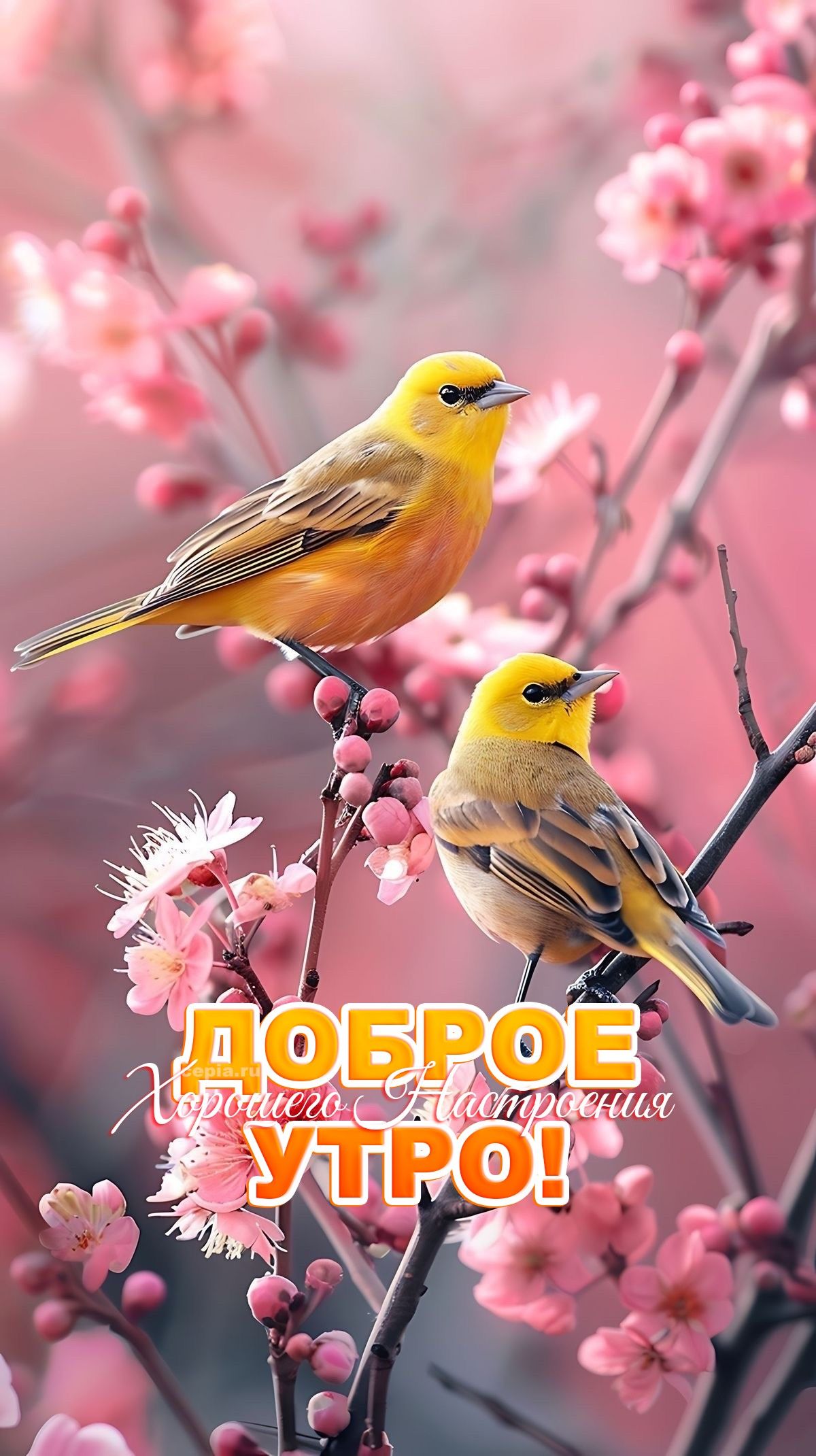 Открытка «С добрым утром»: С добрым утром! Хорошего настроения и весенней радости. Тэги: Хорошего настроения, С добры…
