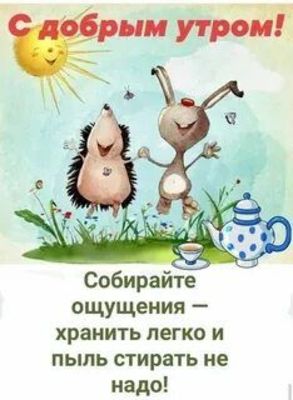 Открытка «С добрым утром»: С добрым утром: ёжик, заяц и волшебные ощущения!. Тэги: животное, пожелание, позитивная…
