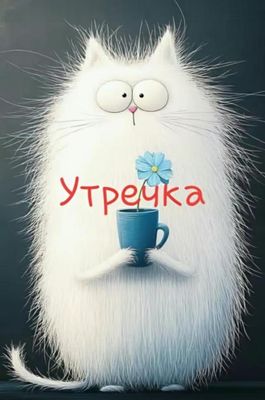 Открытка «С добрым утром»: Нежное утречко с пушистым котом и цветком. Тэги: хорошего дня, кот, животное, пожелание…