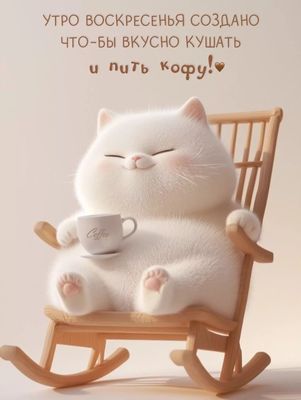 Открытка «С добрым утром»: Доброе воскресное утро с котиком и кофе!. Тэги: хорошего дня, кот, животное, пожелание…