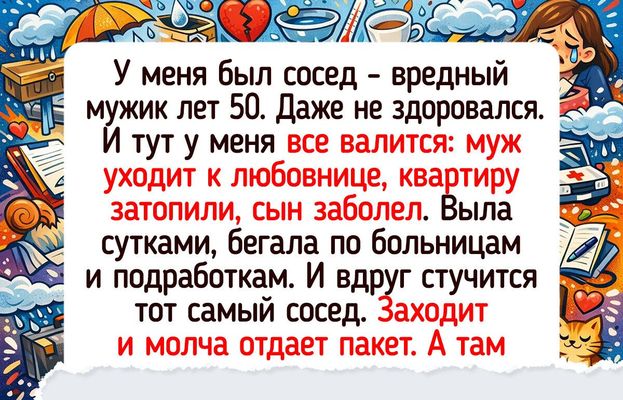 Открытка «Добрый день»: Утро с историей: о беде и соседской доброте. Тэги: проза, сын, Добрый день и добрые пожелания…